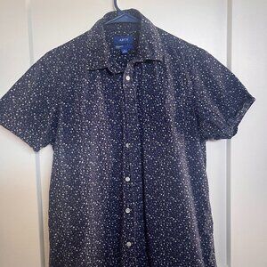 APT.9 Short Sleeve Button-Up – Size Small, Navy Floral